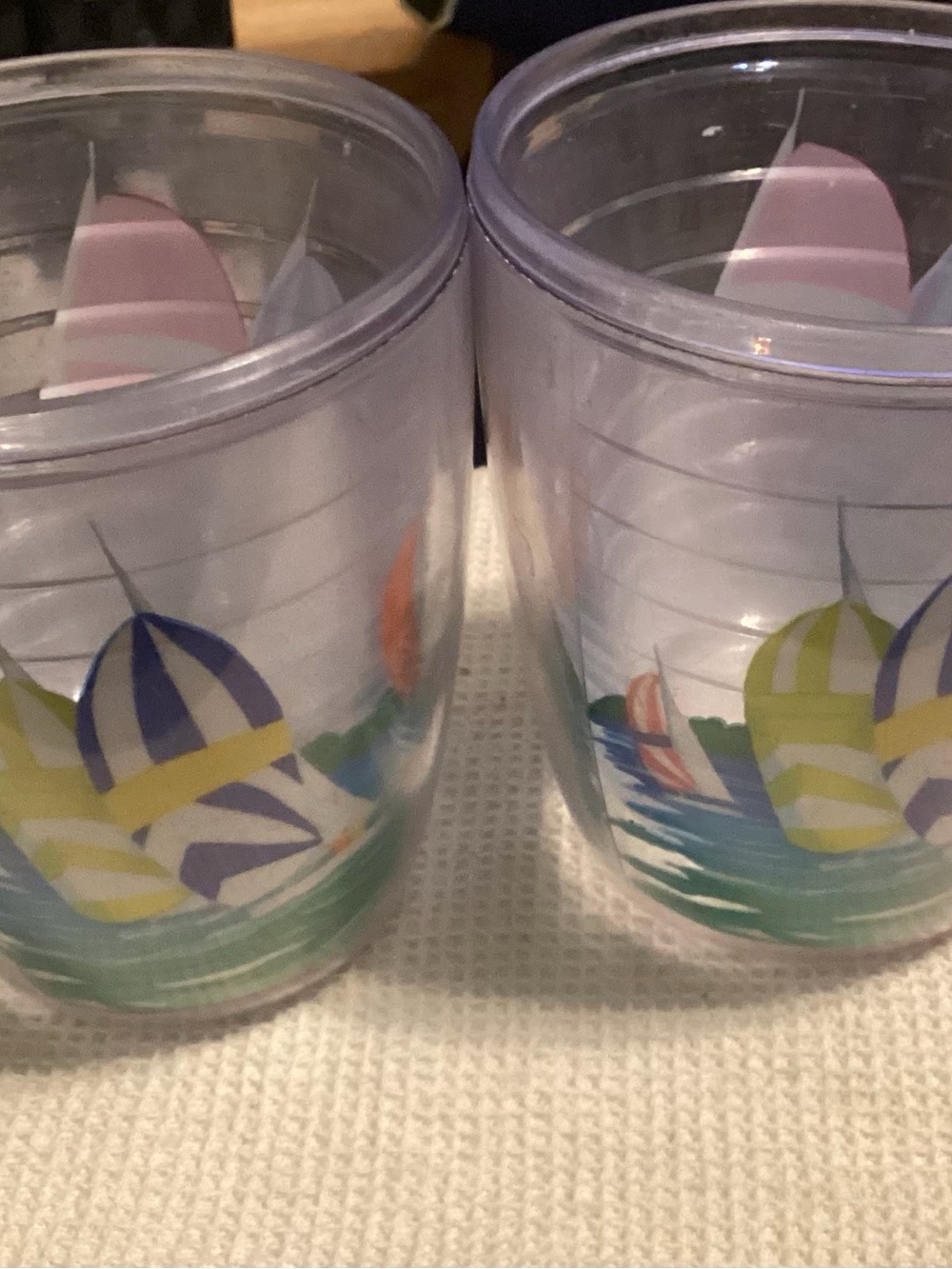 Vintage KH Hong Kong Acrylic Double Wall Sailing Nautical Tumblers Set Of 6